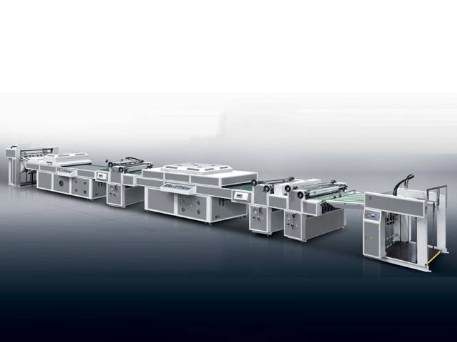 XGSG-1200D全自動UV厚薄紙三輥三機頭全面上光機（UV厚薄紙三輥兩機頭）