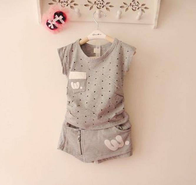 多可愛(ài) 韓版 兒童短褲套裝2014夏裝新款童裝 女童短袖T恤裙褲套裝