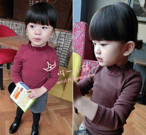 多可愛 2014秋韓版秋裝 女童小童寶寶半高領打底衫立領螺紋高彈力