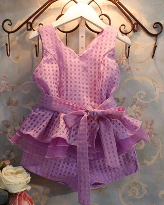 多可愛 碎格飛邊下擺小香風超有型質感套裝童裝夏裝女童新款代理