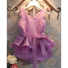 多可愛 碎格飛邊下擺小香風超有型質感套裝童裝夏裝女童新款代理