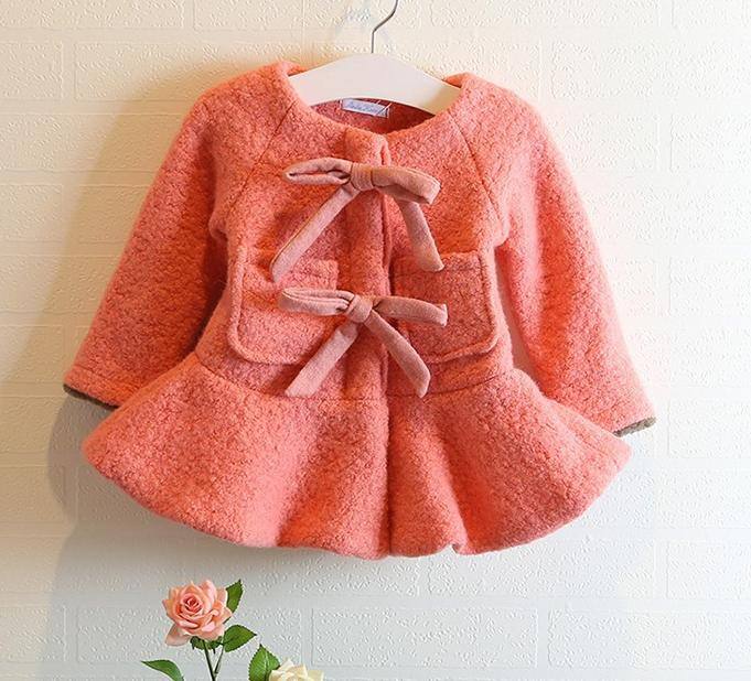 2014秋裝女童冬款甜美洋氣大衣兒童毛呢蝴蝶結裙擺外套氣質大衣