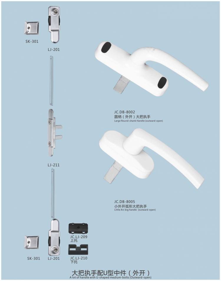 大把執手配U型中件（外開）