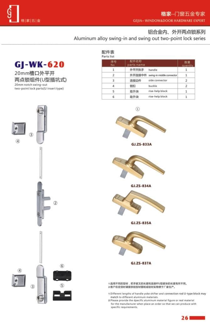 鋁合金內(nèi)/外開兩點(diǎn)鎖