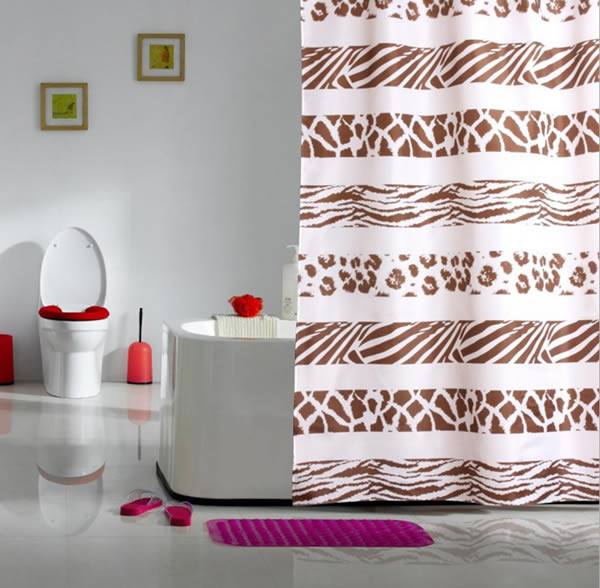 廠家直銷 浴室加厚防水 白底花紋 兩件裝沐浴用品 防霉滌綸浴簾