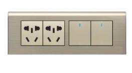 10A250V二位雙控點開關(guān)帶二位五孔