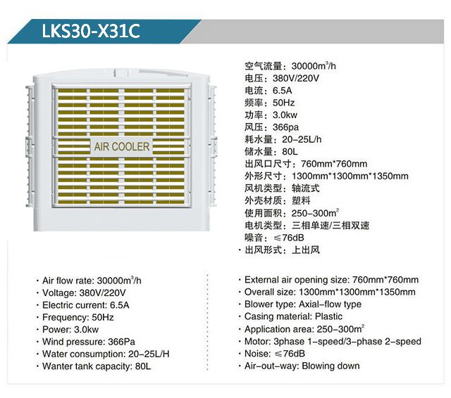 LKS30-X32A、31B 軸流式冷風機