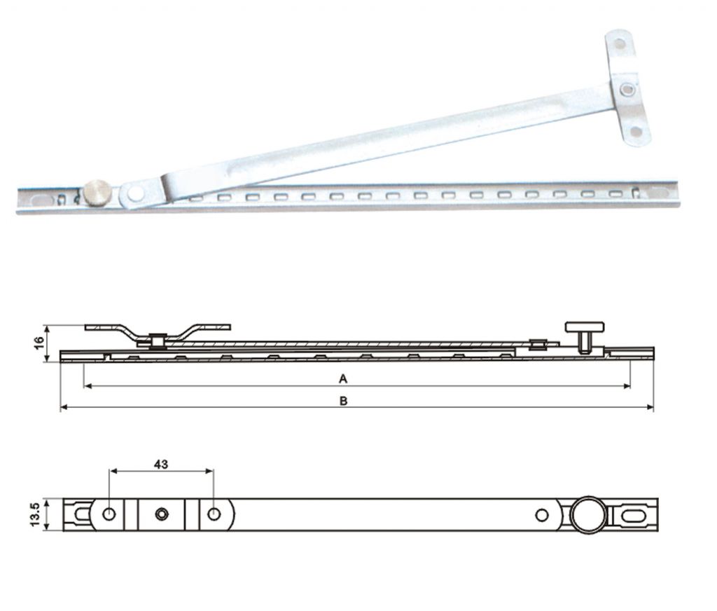 二連桿風撐13.5寬（不銹鋼） 門窗五金 門窗配件