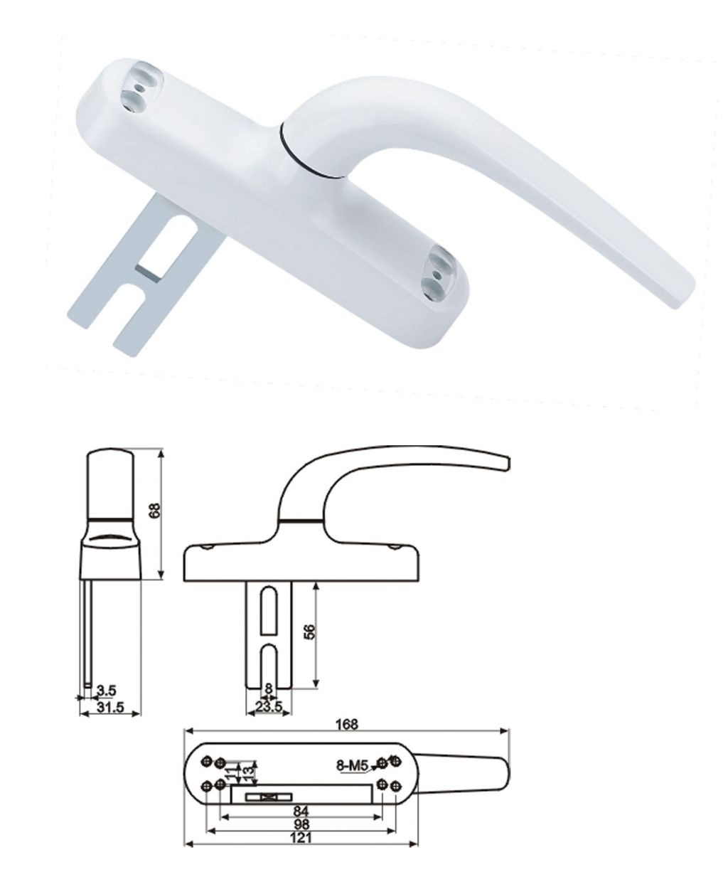 圓柄大把執手（外開） 門窗五金 門窗配件