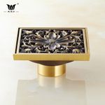 全銅仿古雕花地漏 衛浴配件