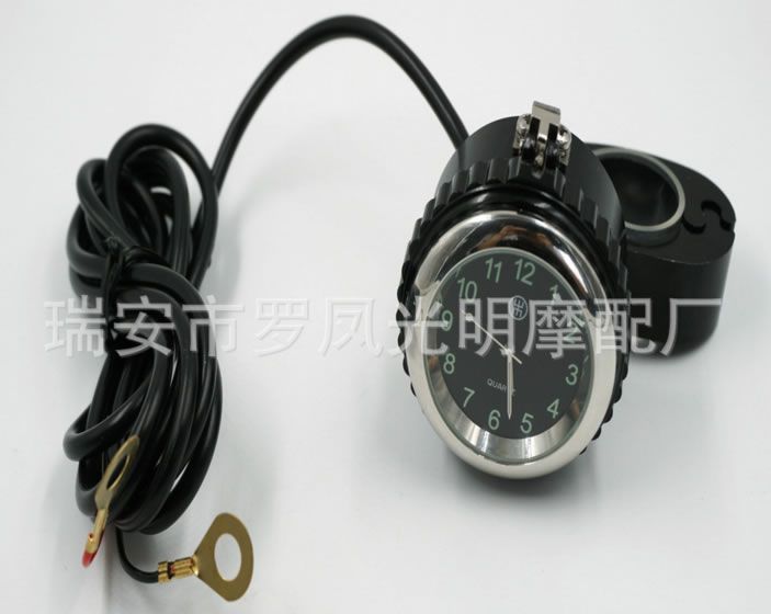 摩托車電動(dòng)車改裝龍頭款鏡座款雙USB接口充電器帶手表