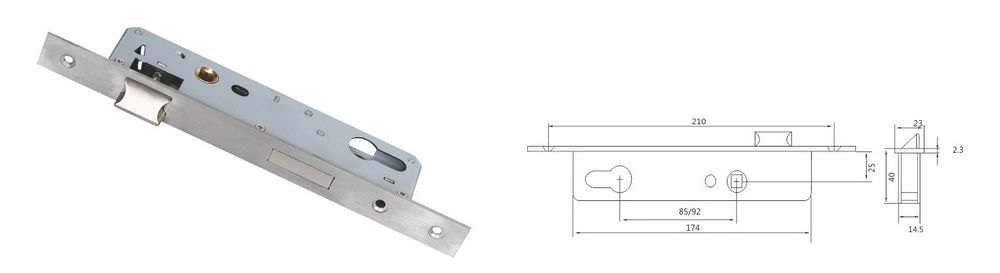 ST-002 85/92X25mm單點鎖體