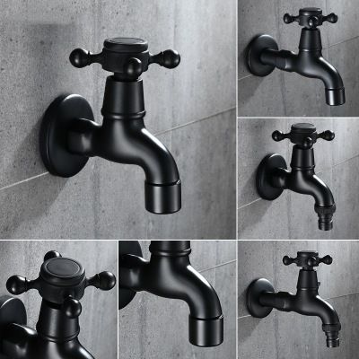 全銅黑色洗衣機龍頭單冷4分快開水龍頭加長加厚仿古水龍頭