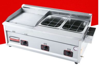 788型商用燃氣平壓板牛排半平半坑扒爐手抓餅機商用鐵板燒鐵板