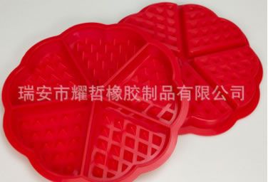 硅膠五連心形花形華夫餅?zāi)：姹河镁吖枘z廚房用具甜品模具