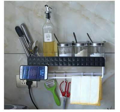 多功能墻壁塑料置物架 加強版免打孔廚房置物架 衛(wèi)生間收納架