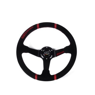 新款無(wú)限車(chē)用絨皮皮賽車(chē)方向盤(pán) 改裝方向盤(pán) 14寸紅線(xiàn)方向盤(pán)