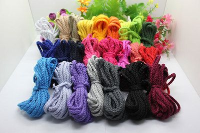 5MM彩色全棉紅黃藍綠黑紫粉色八股棉繩束口環保捆綁繩子熒光繩