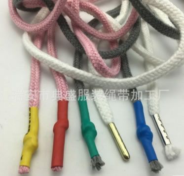 6mm彩色空心滌棉鞋帶繩金屬頭皮套包頭化纖褲腰繩帽抽繩