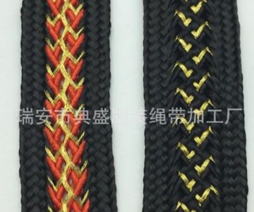 2CM寬環(huán)保丙綸PP金絲三色二色單層辮子織帶繩扁褲繩帽抽繩