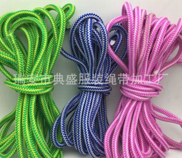 7MM粗丙綸PP螺紋包心無(wú)紡布兩色雙色成人兒童健身比賽彩色跳繩