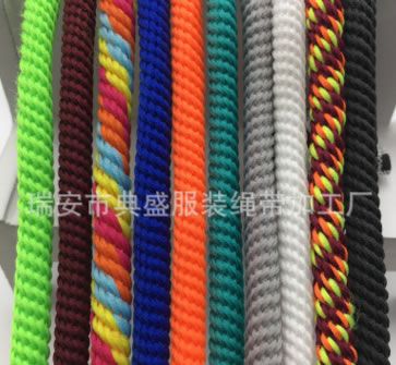 5mm彩色滌綸實芯圓螺紋帶金屬包頭褲頭腰繩衣帽抽繩