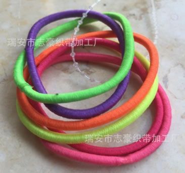 4.0MM國產好皮15CM無縫粘膠發繩兒童扎頭發飾品頭飾松緊繩橡皮筋