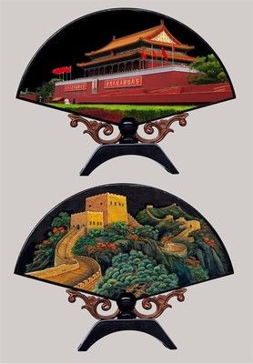 漆器小臺屏 長城 天安門 外事商務禮品 仿古小屏風