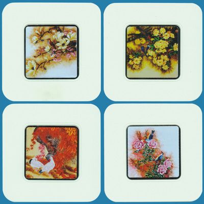 時(shí)尚創(chuàng)意 鳥(niǎo)語(yǔ)花香 不銹鋼ABS杯墊 家居餐廳日用小禮品