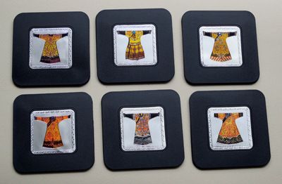 帝王龍袍 鐳射浮雕杯墊 隔熱墊 家居餐廳日用小禮品