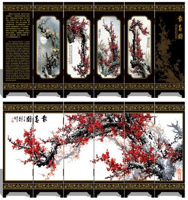 漆器仿古小屏風(fēng) 025 報(bào)春圖 中國(guó)特色工藝禮品