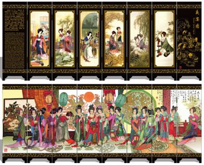 漆器仿古小屏風(fēng) 045 貴妃夜宴圖 中國(guó)特色 外事商務(wù)禮品