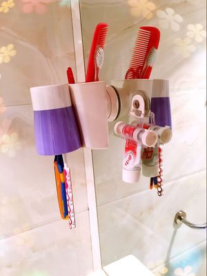 洗漱用品 糖果色粘貼式牙刷架 洗簌套裝 吸盤(pán)式創(chuàng)意牙膏牙刷架