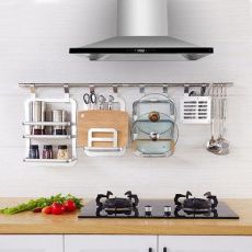 廚房壁掛太空鋁刀架調料架鍋蓋架碗筷瀝水收納置物架DIY套裝